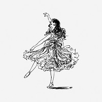 Dancing girl clipart, illustration. Free public domain CC0 image.