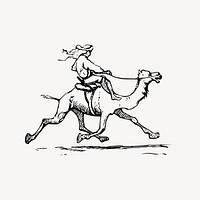 Camel riding clipart, illustration vector. Free public domain CC0 image.