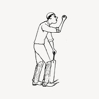 Cricket player clipart, illustration vector. Free public domain CC0 image.