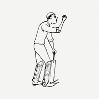 Cricket player clipart, illustration psd. Free public domain CC0 image.