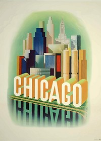 Chicago poster collage element psd. Free public domain CC0 image.