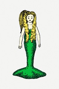 Mermaid clip art psd. Free public domain CC0 image.