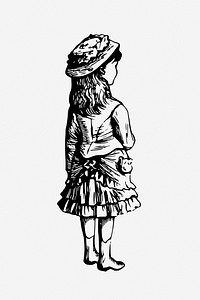 Vintage girl clip art vector. Free public domain CC0 image.
