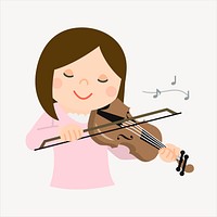 Girl playing violin clipart illustration vector. Free public domain CC0 image.