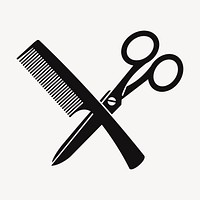 Comb and scissors illustration vector. Free public domain CC0 image.