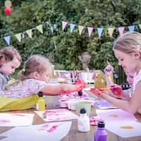 Young kids enjoying artwork activity