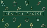 Graphic of various vegetable icons healthy nutrition