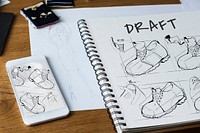 Shoe production procedure sketch drawing