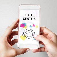 Illustration of contact us online customer services on mobile phone