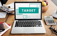 Business goals target process on laptop