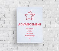Paper about star development icon on the concrete wall