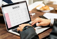 March Monthly Calendar Weekly Date Concept