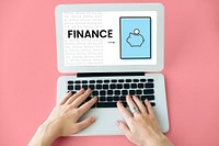 Illustration of economy financial planning piggy bank on laptop