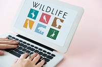 Laptop with save animals icon graphic