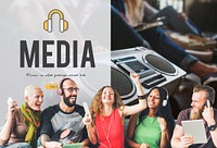 Headphones music media icon online