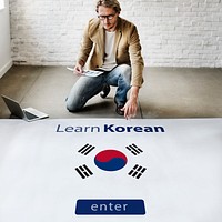 Learn Korean Language Online Education Concept