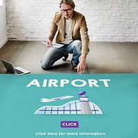 Airport Airplane Flight Destination Journey Concept