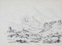 Sketchbook of 1844 containing 11 drawings in pencil and water color of Greece attributed to Turner, and bearing titles purported to be in his handwriting. The locations include the Plain of Marathon, Sparta, Temple of Minerva, Corfu, Cornith, Athens, the Hellespont and other scenes.. Original from the Minneapolis Institute of Art.