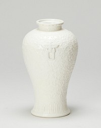 Small, white porcelain; delicate surface decoration of floral motif.. Original from the Minneapolis Institute of Art.