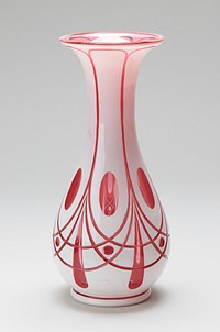 vase, ruby glass flashed with white, decorated with festoon and pendant design. Original from the Minneapolis Institute of Art.