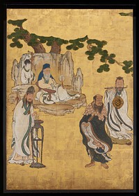 Set of four sliding door panels with decoration of Chinese Immortals. Original from the Minneapolis Institute of Art.
