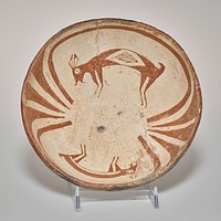 FJS #43; two quadrupeds on inner surface, painted with brown pigment on white slip. Original from the Minneapolis Institute of Art.