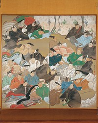 Group of 36 male and female figures seated and reclining in various positions, and looking in different directions; some are grinning, others look bemused. Original from the Minneapolis Institute of Art.