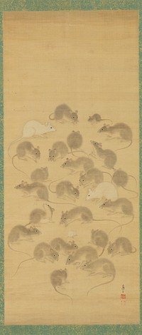 Large group of gray and white mice. Original from the Minneapolis Institute of Art.