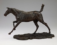 This work was cast in bronze from the model left in Degas' studio after his death in 1917. Terracotta sketch, ca. 1880.. Original from the Minneapolis Institute of Art.