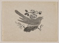 bird with open beak, seen from PR side, perched on foliage (?) with branches and leaves. Original from the Minneapolis Institute of Art.