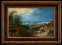 Landscape panorama with figures.. Original from the Minneapolis Institute of Art.