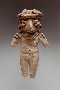 Standing female figure, buyrnished buff clay, traces of red pigment. Arms at sides, scarification on shoulders, West Mexican (Chupicuaro), 250BC - 300AD. Original from the Minneapolis Institute of Art.