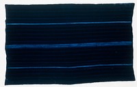 woman's skirt length, cotton, indigo dye, African XXc stored in box; stored with 85.125.6,7,8,11 Name of Cloth: Tingoun Sarkoudiou-southern straight lines. This heavier cloth is more expensive than the thinner variety. It comes from the Bankass region in the south and is preferred by them. Any woman can wear it.. Original from the Minneapolis Institute of Art.