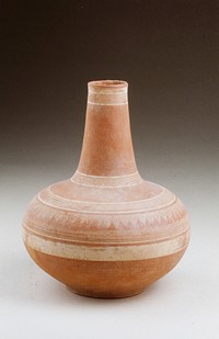 Late Haripunchi Bottle, orange earthenware with white inlay.. Original from the Minneapolis Institute of Art.