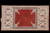 printed patterning in red, cream. Original from the Minneapolis Institute of Art.