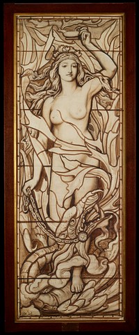 Design for a stained glass window; once thought to be by Dante Gabriel Rosetti from a series of The Elements. Original from the Minneapolis Institute of Art.