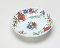 cup and saucer, white glass painted in enamel with floral sprays.. Original from the Minneapolis Institute of Art.