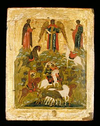 Icon: The Archangel Michael Blessing the Martyred Saints Florus and Laurus of Dalmatia. Original from the Minneapolis Institute of Art.