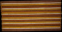 Kira, Mensi Mattha; silk striped brocade on silk background; L.101 in., W.49 in. 3 panels, yellow, green, red, white supplementary warp pattern on multicolored stripes; fringed.. Original from the Minneapolis Institute of Art.