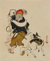 Dog barking at a monkey trainer. Original from the Minneapolis Institute of Art.