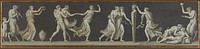 illustration of horizontal line of Classical figures partially covered in drapery in various poses. Original from the Minneapolis Institute of Art.