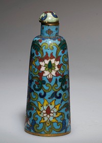 cloisonne top; geometric flower design on light blue ground. (27.1.79 and 27.1.80 are a pair).. Original from the Minneapolis Institute of Art.