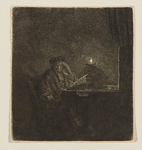 Rembrandt van Rijn's Student at a Table by Candlelight. Original from the Minneapolis Institute of Art.