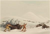 Buffalo Hunt, On Snow Shoes. Original from the Minneapolis Institute of Art.