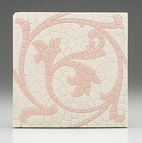 white ground; pink vine design; incised surface designed to resemble a mosaic. Original from the Minneapolis Institute of Art.