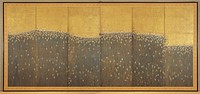 Unsigned; thick field of barley painted against a gold leaf background. Original from the Minneapolis Institute of Art.