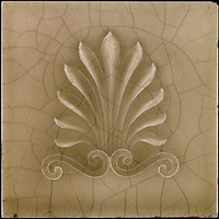 muolded decoration of foliate spray and 2 scrolls; neutral beige glaze. Original from the Minneapolis Institute of Art.