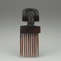 comb topped with head with elongated face and U-shaped hairstyle. Original from the Minneapolis Institute of Art.