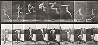 Jumping, running, broad jump. From a portfolio of 83 collotypes, 1887, by Edweard Muybridge; part of 781 plates published under the auspices of the University of Pennsylvania. Original from the Minneapolis Institute of Art.