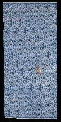 light blue ground with dark and medium blue organic repeating designs. Original from the Minneapolis Institute of Art.